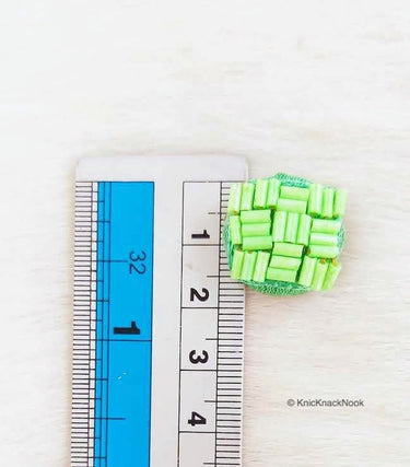 Hand Embroidered Designer Green Buttons